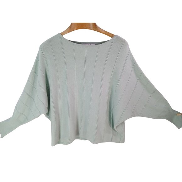 Magaschoni Sweaters - Magaschoni Womens Mint Green Ribbed Knit Dolman Sleeve Sweater 1X Slouchy Cozy